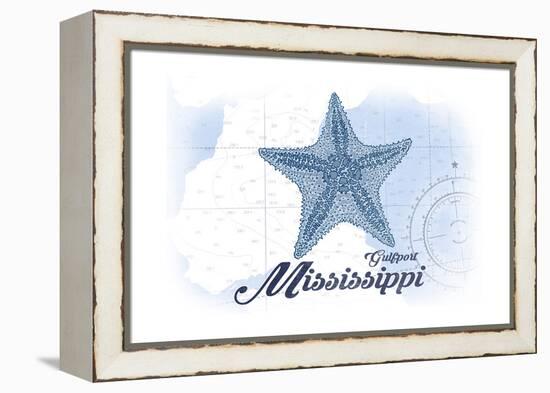 Gulfport, Mississippi - Starfish - Blue - Coastal Icon-Lantern Press-Framed Stretched Canvas