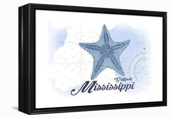 Gulfport, Mississippi - Starfish - Blue - Coastal Icon-Lantern Press-Framed Stretched Canvas