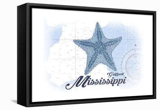 Gulfport, Mississippi - Starfish - Blue - Coastal Icon-Lantern Press-Framed Stretched Canvas