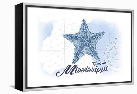 Gulfport, Mississippi - Starfish - Blue - Coastal Icon-Lantern Press-Framed Stretched Canvas