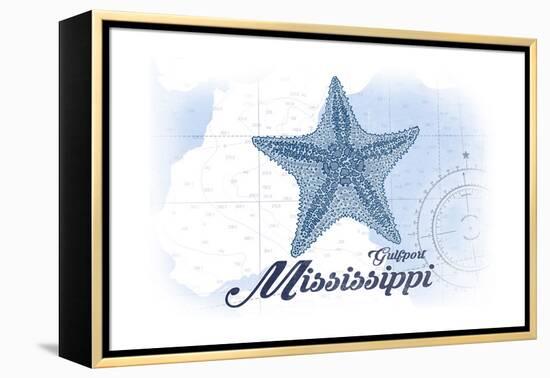 Gulfport, Mississippi - Starfish - Blue - Coastal Icon-Lantern Press-Framed Stretched Canvas