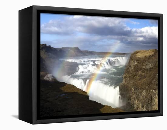 Gullfoss, Europe's Biggest Waterfall, With Rainbow Created From the Falls, Near Reykjavik, Iceland-Lee Frost-Framed Premier Image Canvas