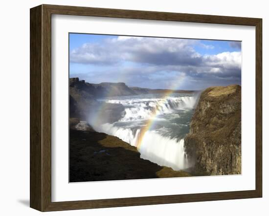 Gullfoss, Europe's Biggest Waterfall, With Rainbow Created From the Falls, Near Reykjavik, Iceland-Lee Frost-Framed Photographic Print