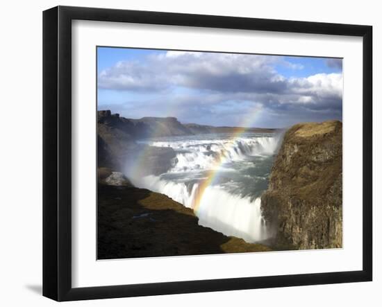 Gullfoss, Europe's Biggest Waterfall, With Rainbow Created From the Falls, Near Reykjavik, Iceland-Lee Frost-Framed Photographic Print