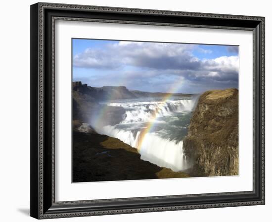 Gullfoss, Europe's Biggest Waterfall, With Rainbow Created From the Falls, Near Reykjavik, Iceland-Lee Frost-Framed Photographic Print