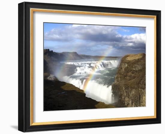 Gullfoss, Europe's Biggest Waterfall, With Rainbow Created From the Falls, Near Reykjavik, Iceland-Lee Frost-Framed Photographic Print