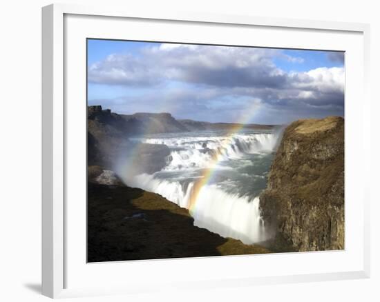 Gullfoss, Europe's Biggest Waterfall, With Rainbow Created From the Falls, Near Reykjavik, Iceland-Lee Frost-Framed Photographic Print