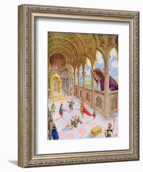 Gulliver at Lilliput, Illustration from a French Edition of "Gulliver's Travels," circa 1900-Pseudonym For Onfray De Breville Job-Framed Giclee Print