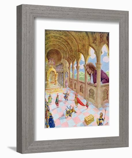 Gulliver at Lilliput, Illustration from a French Edition of "Gulliver's Travels," circa 1900-Pseudonym For Onfray De Breville Job-Framed Giclee Print