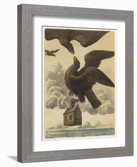 Gulliver's Little House is Carried Away by an Eagle-Coppin-Framed Art Print