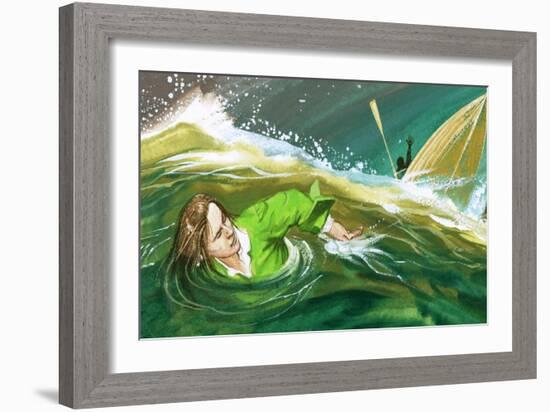 Gulliver Shipwrecked-English School-Framed Giclee Print