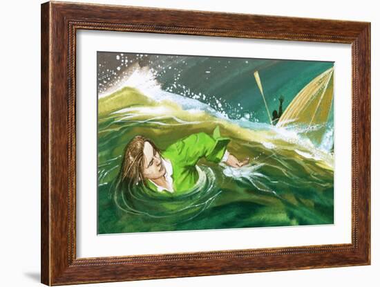 Gulliver Shipwrecked-English School-Framed Giclee Print