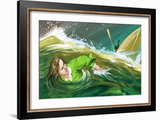 Gulliver Shipwrecked-English School-Framed Giclee Print