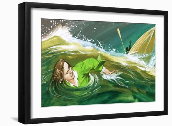 Gulliver Shipwrecked-English School-Framed Giclee Print