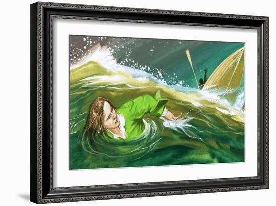 Gulliver Shipwrecked-English School-Framed Giclee Print