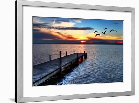 Gulls Fly over the Sea-kesipun-Framed Photographic Print