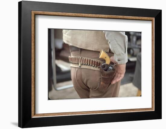 Gun and Holster Belonging to Actor John Wayne During Filming of Western Movie "The Undefeated"-John Dominis-Framed Photographic Print