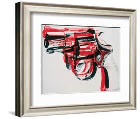 Gun, c.1981-82 (black and red on white)-Andy Warhol-Framed Art Print