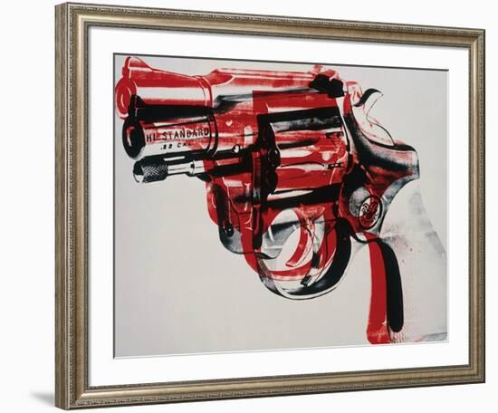 Gun, c.1981-82 (black and red on white)-Andy Warhol-Framed Giclee Print