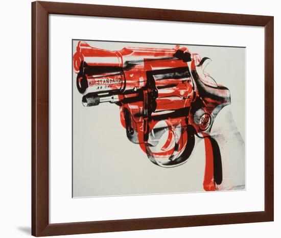 Gun, c.1981-82 (black and red on white)-Andy Warhol-Framed Giclee Print