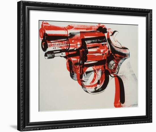 Gun, c.1981-82 (black and red on white)-Andy Warhol-Framed Giclee Print