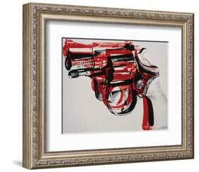 Gun, c.1981-82 (black and red on white)-Andy Warhol-Framed Giclee Print