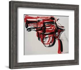 Gun, c.1981-82 (black and red on white)-Andy Warhol-Framed Giclee Print