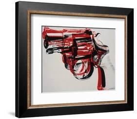 Gun, c.1981-82 (black and red on white)-Andy Warhol-Framed Giclee Print