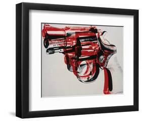 Gun, c.1981-82 (black and red on white)-Andy Warhol-Framed Giclee Print