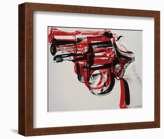 Gun, c.1981-82 (black and red on white)-Andy Warhol-Framed Giclee Print