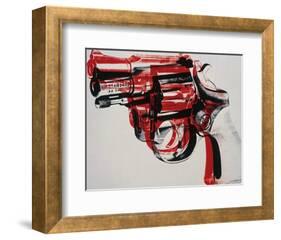Gun, c.1981-82 (black and red on white)-Andy Warhol-Framed Giclee Print
