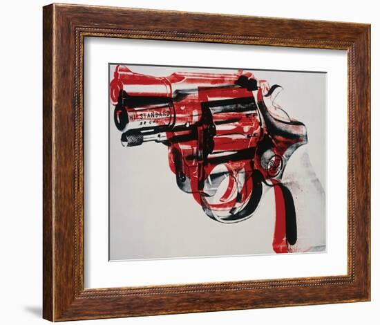 Gun, c.1981-82 (black and red on white)-Andy Warhol-Framed Giclee Print