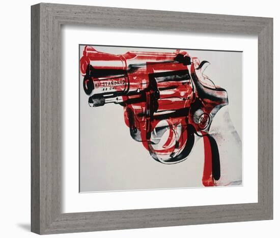 Gun, c.1981-82 (black and red on white)-Andy Warhol-Framed Giclee Print