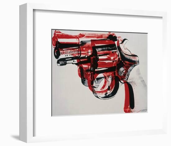 Gun, c.1981-82 (black and red on white)-Andy Warhol-Framed Giclee Print