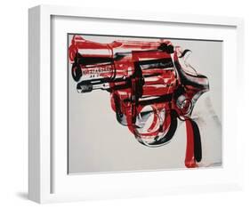 Gun, c.1981-82 (black and red on white)-Andy Warhol-Framed Giclee Print
