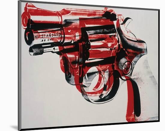 Gun, c.1981-82 (black and red on white)-Andy Warhol-Mounted Giclee Print