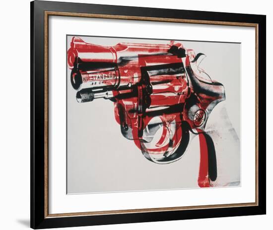 Gun, c.1981-82 (black and red on white)-Andy Warhol-Framed Giclee Print