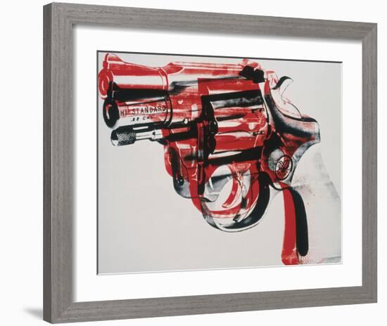 Gun, c.1981-82 (black and red on white)-Andy Warhol-Framed Giclee Print