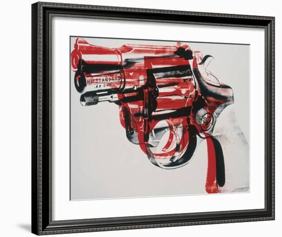 Gun, c.1981-82 (black and red on white)-Andy Warhol-Framed Giclee Print