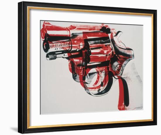 Gun, c.1981-82 (black and red on white)-Andy Warhol-Framed Giclee Print