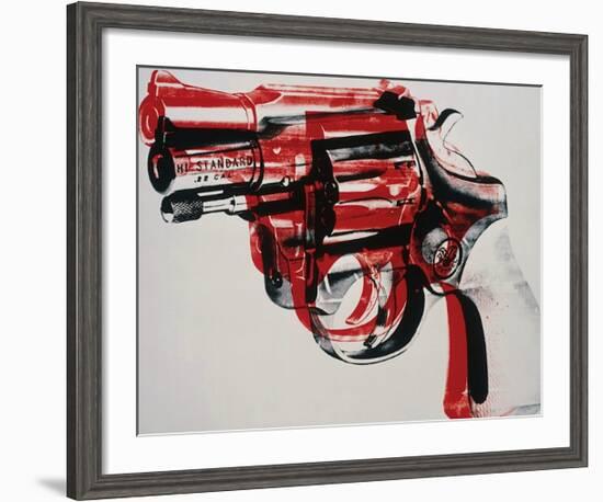 Gun, c.1981-82 (black and red on white)-Andy Warhol-Framed Giclee Print