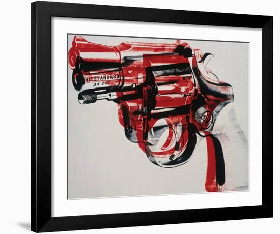 Gun, c.1981-82 (black and red on white)-Andy Warhol-Framed Giclee Print