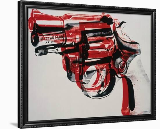 Gun, c.1981-82 (black and red on white)-Andy Warhol-Framed Giclee Print