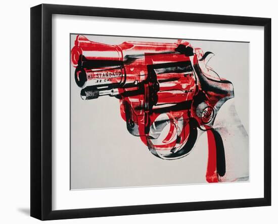 Gun, c.1981-82 (black and red on white)-Andy Warhol-Framed Art Print