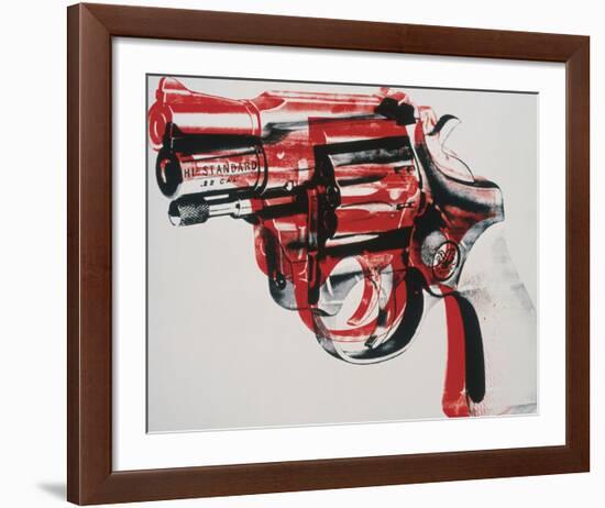 Gun, c. 1981-82 (black and red on white)-Andy Warhol-Framed Art Print