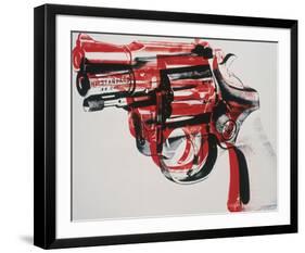 Gun, c. 1981-82 (black and red on white)-Andy Warhol-Framed Art Print