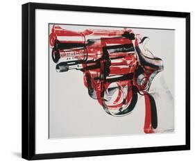 Gun, c. 1981-82 (black and red on white)-Andy Warhol-Framed Art Print