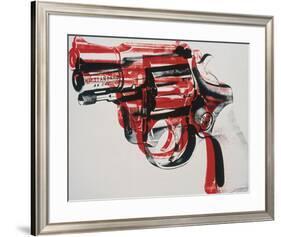 Gun, c. 1981-82 (black and red on white)-Andy Warhol-Framed Art Print