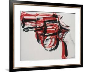 Gun, c. 1981-82 (black and red on white)-Andy Warhol-Framed Art Print