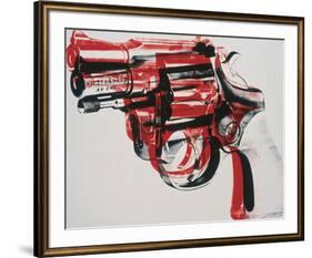 Gun, c. 1981-82 (black and red on white)-Andy Warhol-Framed Art Print